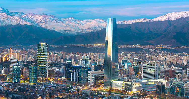 Вид на столицу Чили, Сантьяго